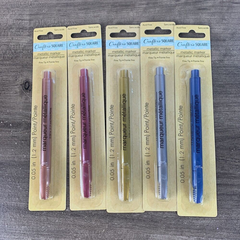 5 Crafter Square Metallic Marker 0.05 In Fine Tip Point DIY Cards Rose Gold Blue